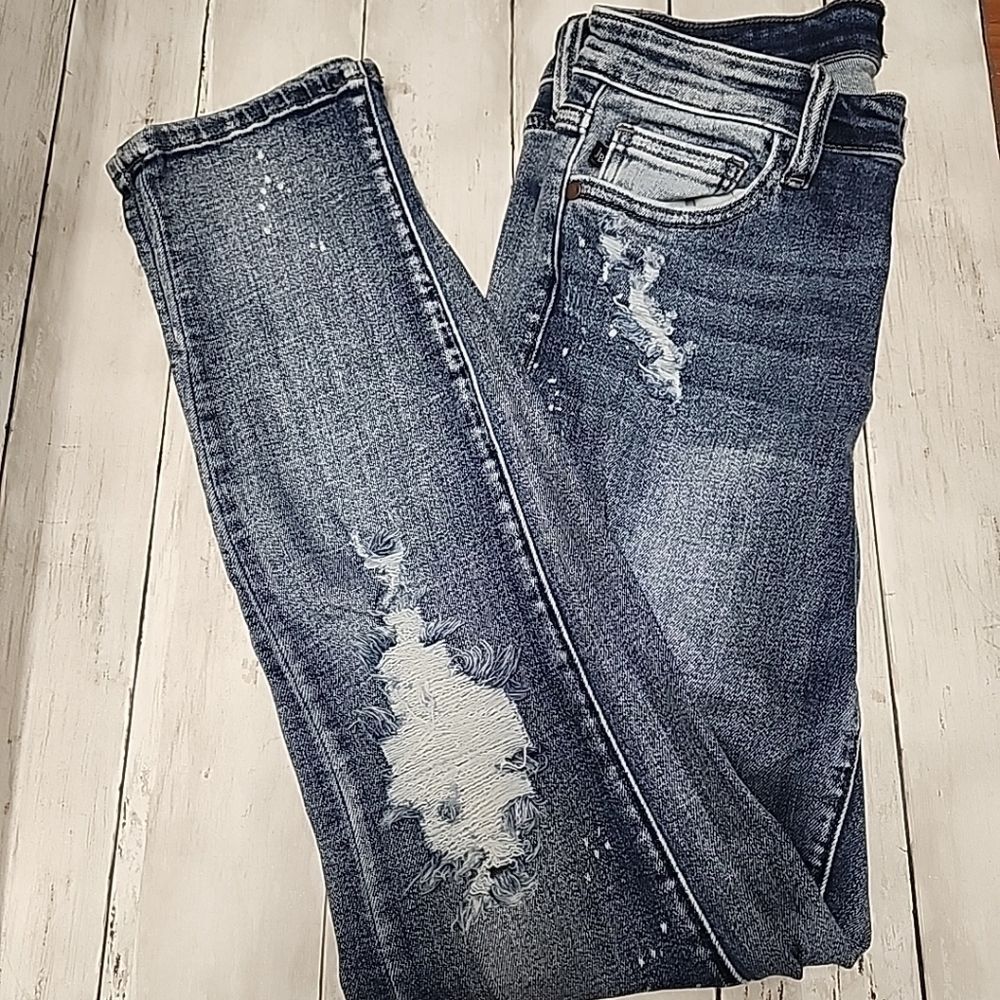 Judy Blue Boyfriend Fit Jeans - Ripped Ultra Distressed Stretchy Size 7/28 - Picture 1 of 15